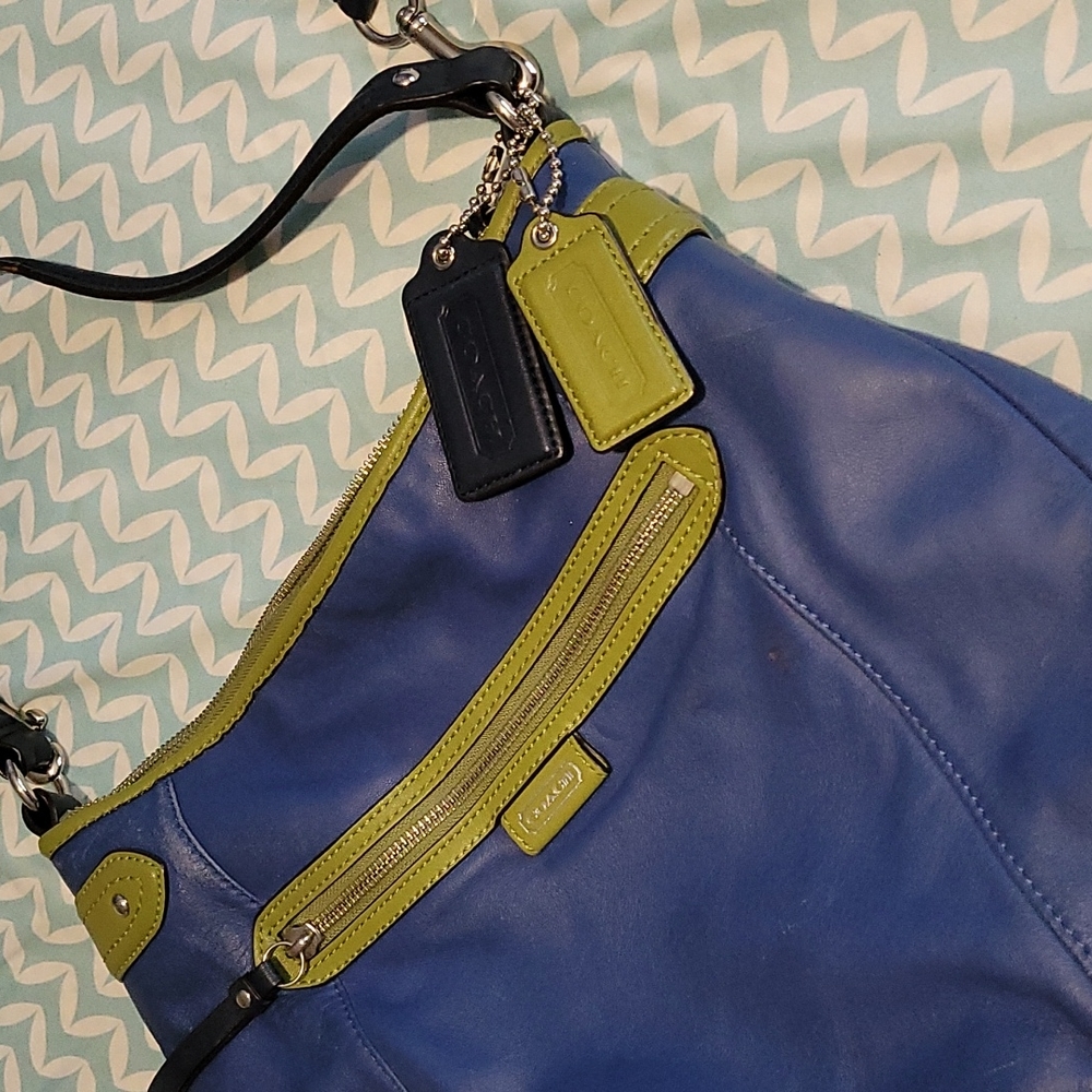 Blue and green Coach purse